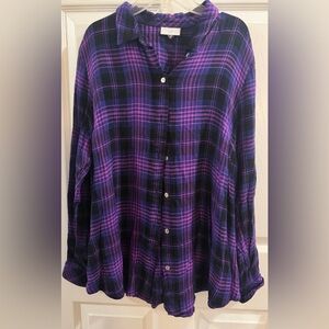J. Jill Purple and Black Plaid Button-Down Shirt